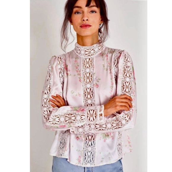 LoveShackFancy Jaque Blouse in Anjelic Pink - Picture 1 of 13